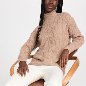 NWT Vince Cable Knit Wool Cashmere Turtleneck Sweater Camel